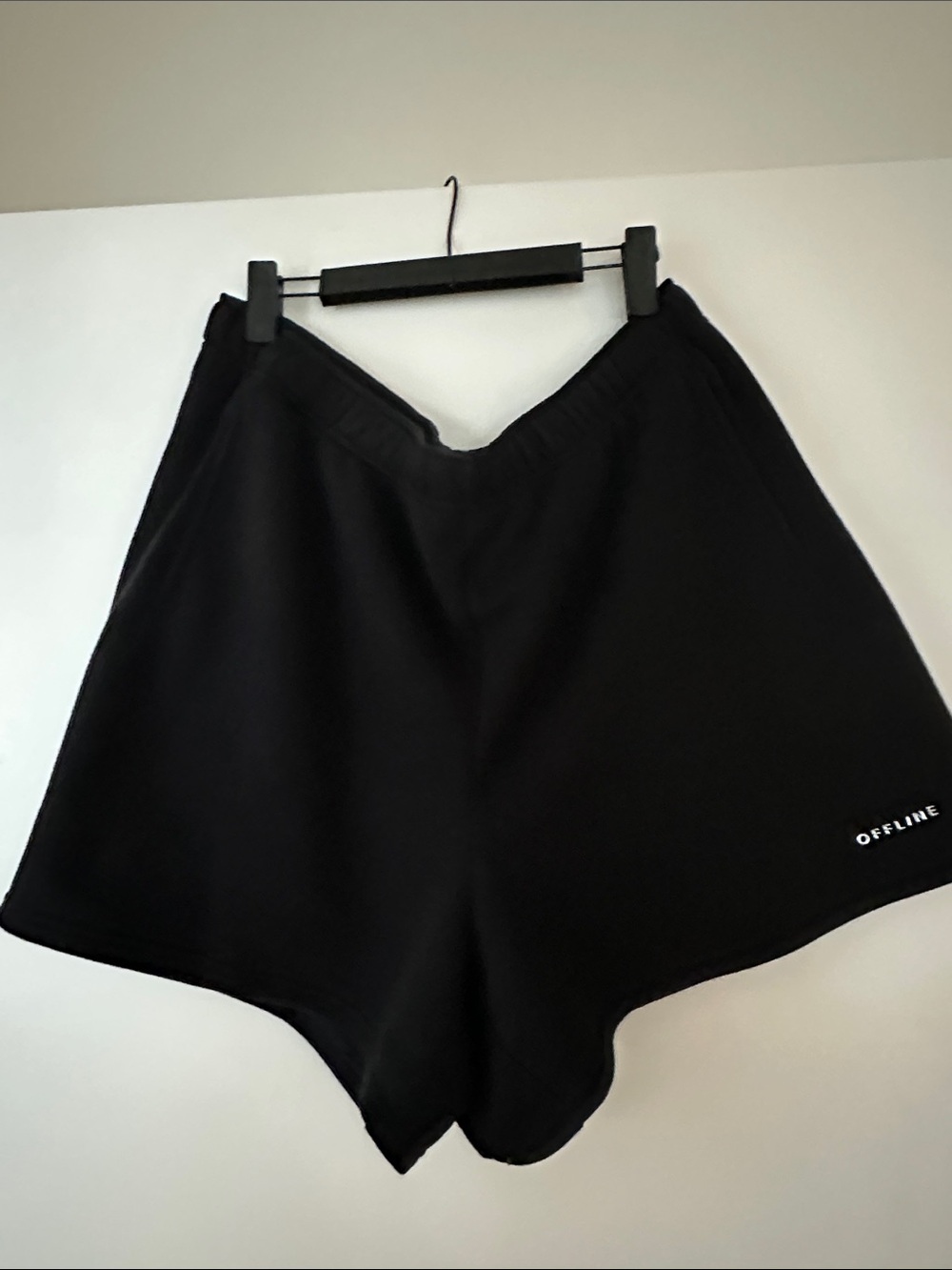 aerie Black Athletic Lounge Shorts with OFFLINE Logo